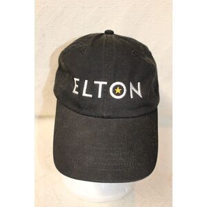 Elton John Black Cap Signature Stitched Adjustable Strap Style #1088(Pre-Owned)